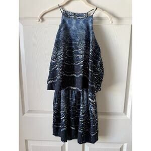 TYCHE Blue Snakeskin Print Shorts Romper Size M | Festival Boutique Edgy